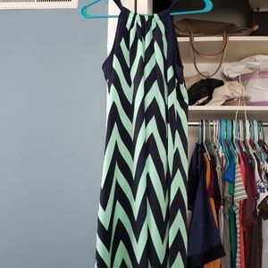 Navy & Mint halter shift dress